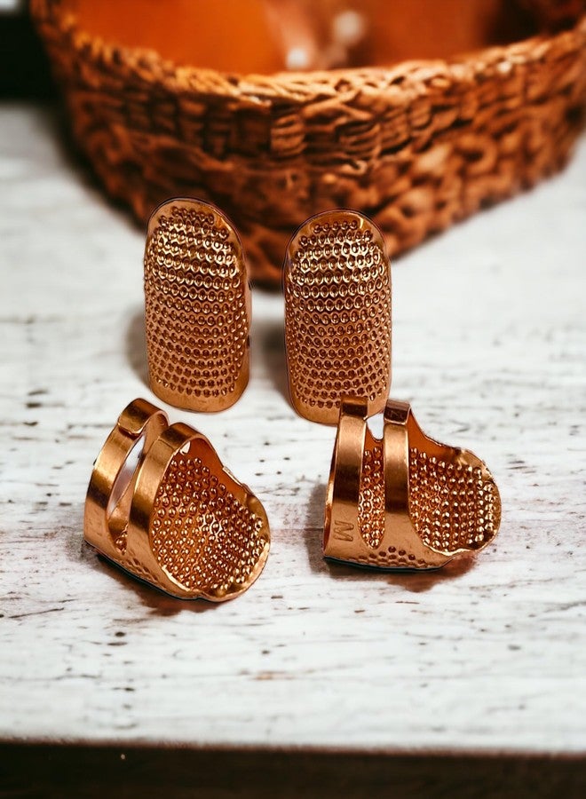 Moira Pack of 4 Adjustable Brass Finger Protector Thimble for Sewing Embroidery Needlework (Copper) - Image 3